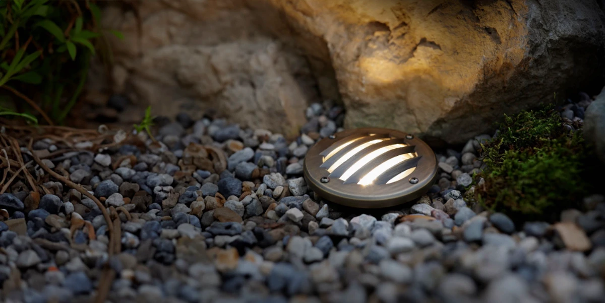Brass Well Light with Louvered Look
